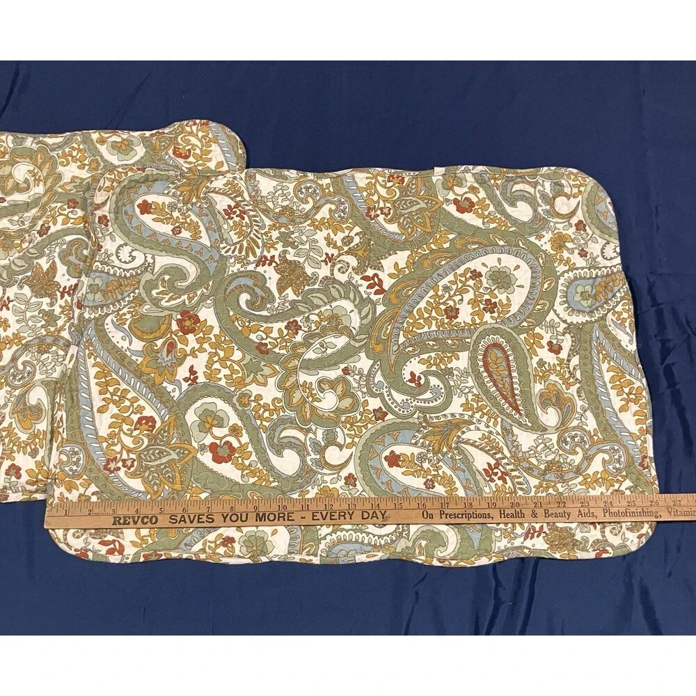 Domain Quilted Pillow Shams Set Of 2 Floral Paisley 21x27” Retro Boho